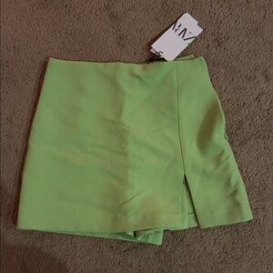 Zara Bright Green Skort with Slit